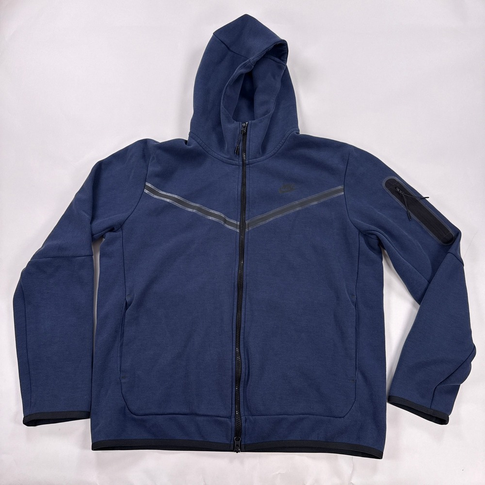 Nike Mens Hoodie Large Blue Tech Fleece Full Zip CU4489-410 Streetwear Sporty